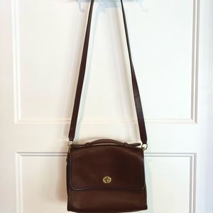 Vintage Coach Brown Tan Leather Court Bag 9870